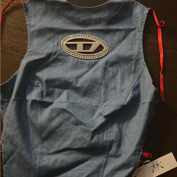 Diesel Tops - Diesel Blue Tank Top with Red Ties